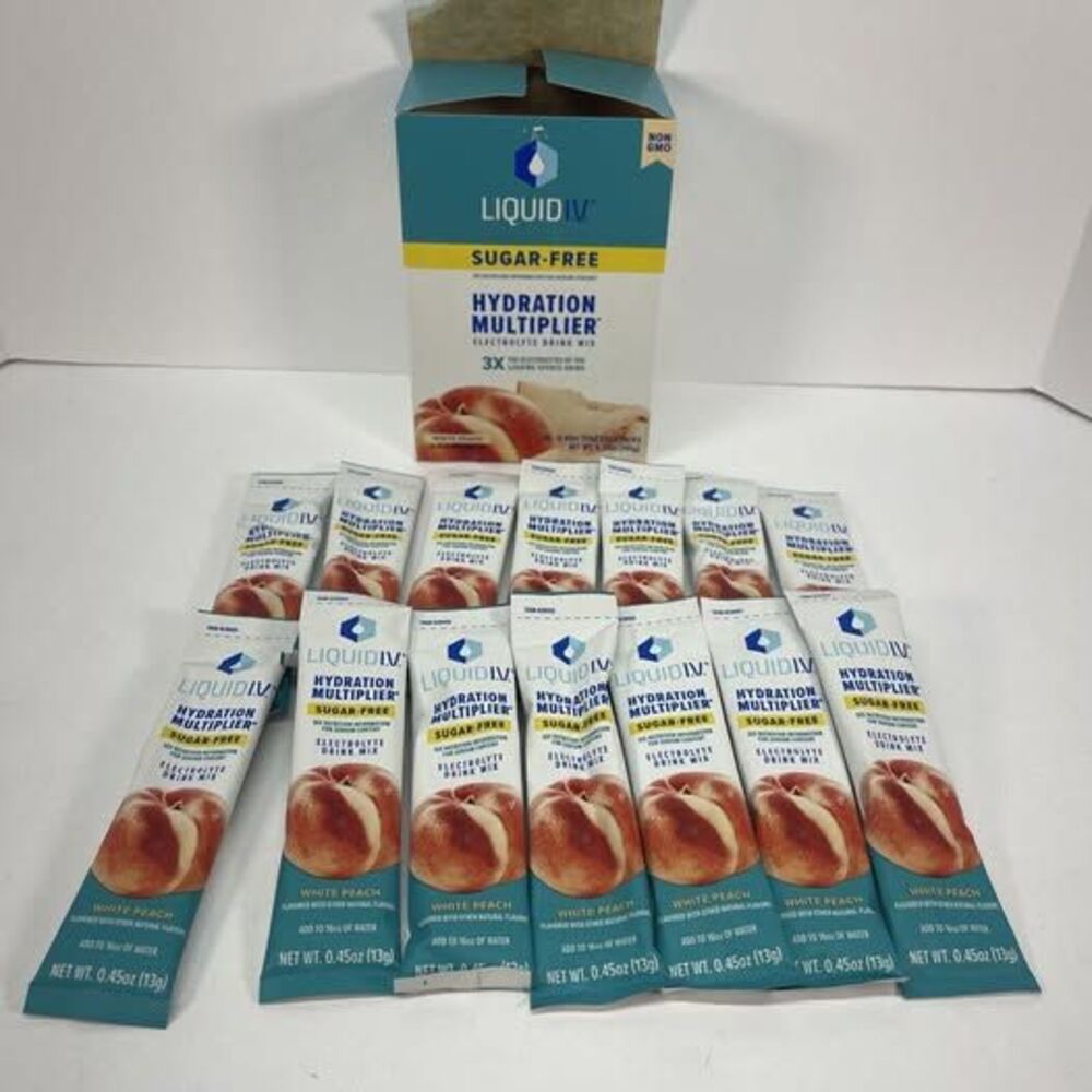 Liquid I.V. Sugar Free Hydration Multiplier Powder Mix, White Peach, 14 Sticks